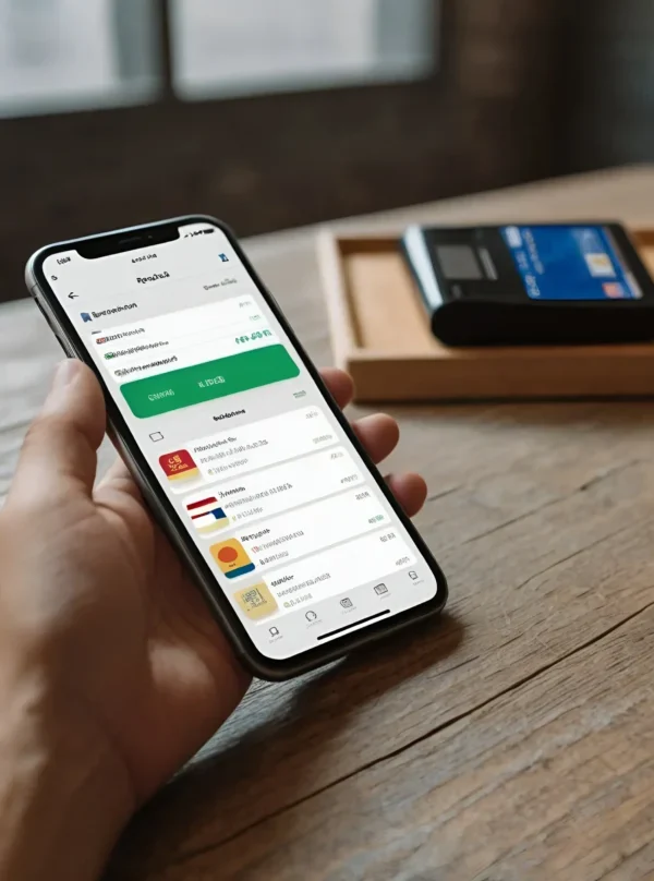"Mockups of popular mobile payment apps in Mongolia displayed on a smartphone screen."