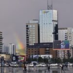 Rainbow over Sukhbaatar Square Ulaanbaatar — Classic Mongolia Highlights 9-Day Tour