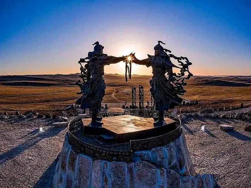 Tengeriin Andgai monument on the steppe in Khentii Province, Mongolia